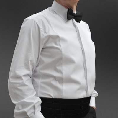 White Ribbed Front Evening Dress Shirt ...