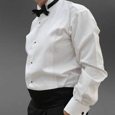 White Pleated Evening Dress Shirt with ...