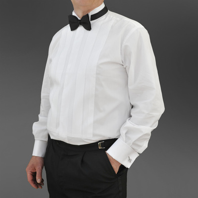 White Pleated Evening Dress Shirt with ...