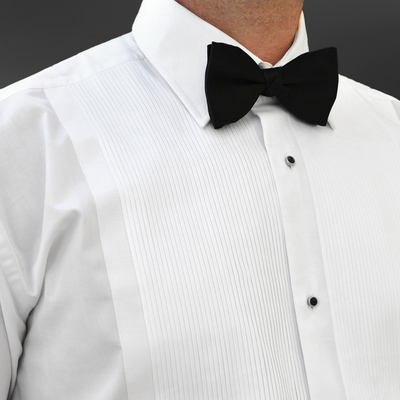 Mens X/LONG SLV  White Pleated Front Reg Collar Evening  Dress Shirt 15"-19.5" 